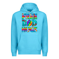 Ocean Blue Pride LGBTQ Free Dad Hugs Premium Hoodie - BundleAndBundleShop