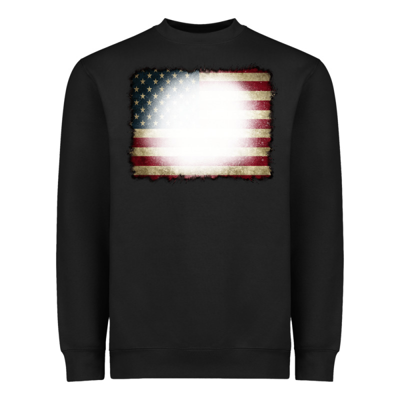 American Flag Bleach Effect Heavyweight Sweatshirt by CowCowDesign | Teevron