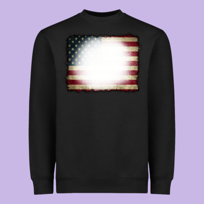 American Flag Bleach Effect Heavyweight Sweatshirt Designed By Cowcowdesign