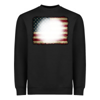 Black American Flag Bleach Effect Heavyweight Sweatshirt - CowCowDesign
