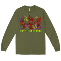 Army Green happy crawdi gras mardi gras carnival Long Sleeve Tee - Jasminsmagicworld
