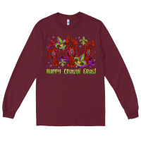Burgundy happy crawdi gras mardi gras carnival Long Sleeve Tee - Jasminsmagicworld