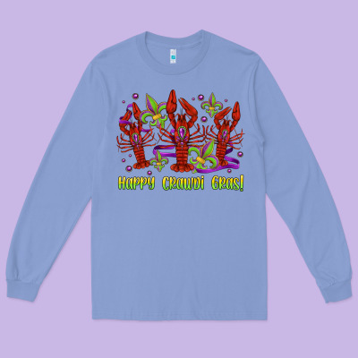 Happy Crawdi Gras Mardi Gras Carnival Long Sleeve Tee Designed By Jasminsmagicworld