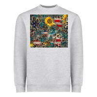 Heather Grey America Flag Leopard Gemstone Sunflower Heavyweight Sweatshirt - CowCowDesign