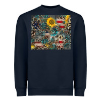 Navy America Flag Leopard Gemstone Sunflower Heavyweight Sweatshirt - CowCowDesign