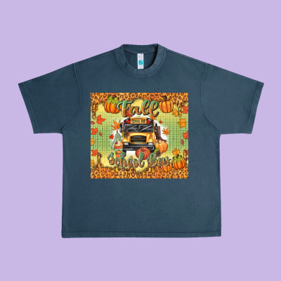 Fall School Bus Urban Heavy Tee Designed By Texasbilliewilder
