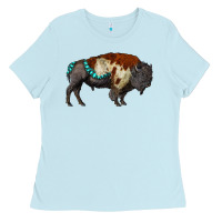 Baby Blue gemstone bison Ladies Tee - RanaPortraitStore