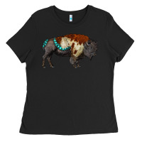 Black gemstone bison Ladies Tee - RanaPortraitStore
