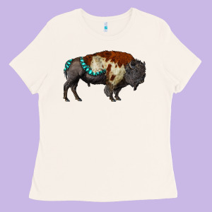 Gemstone Bison Ladies Tee Designed By Ranaportraitstore