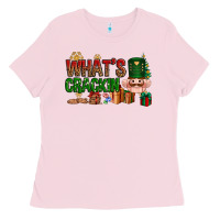 Bubblegum Pink What's crackin Christmas Ladies Tee - NancyCooperArtShop