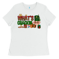 White What's crackin Christmas Ladies Tee - NancyCooperArtShop