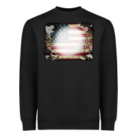 Black American Flag Cowhide Leopard Bleach Effect Heavyweight Sweatshirt - CowCowDesign