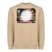 Mushroom American Flag Cowhide Leopard Bleach Effect Heavyweight Sweatshirt - CowCowDesign