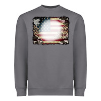 Storm American Flag Cowhide Leopard Bleach Effect Heavyweight Sweatshirt - CowCowDesign