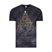 Cloud Black bicycle christmas tree funny biker bicyclist xmas for family long slee Vintage Tee - lanVoArt