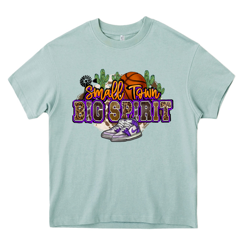 Small Town Big Spirit Basketball Heavy Core Tee by NancyCooperArtShop | Teevron