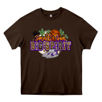 Chocolate Brown small town big spirit basketball Heavy Core Tee - NancyCooperArtShop
