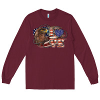 Burgundy Love America Eagle 4th of july Long Sleeve Tee - HowdyJamesFarm