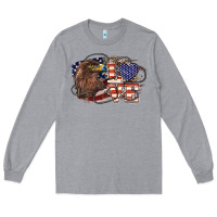 Heather Grey Love America Eagle 4th of july Long Sleeve Tee - HowdyJamesFarm