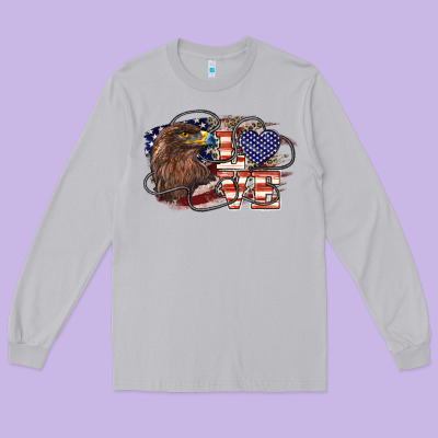 Love America Eagle 4th Of July Long Sleeve Tee Designed By Howdyjamesfarm
