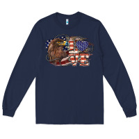 Navy Love America Eagle 4th of july Long Sleeve Tee - HowdyJamesFarm