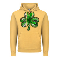 Vintage Mustard shamrock with leopard and cowhide Vintage Hoodie - NancyCooperArtShop
