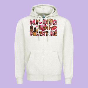 My Dog Is My Valentine Zipper Hoodie Designed By Fadigitalartstudio
