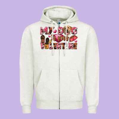 My Dog Is My Valentine Zipper Hoodie Designed By Fadigitalartstudio