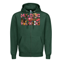 Sports Green my dog is my valentine Zipper Hoodie - FaDigitalArtStudio