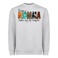 Heather Grey Being a Momma Makes My Life Complete Heavyweight Sweatshirt - CowCowDesign