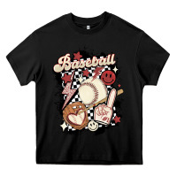 Black checkered retro baseball Heavy Core Tee - MaliasSmallBusiness