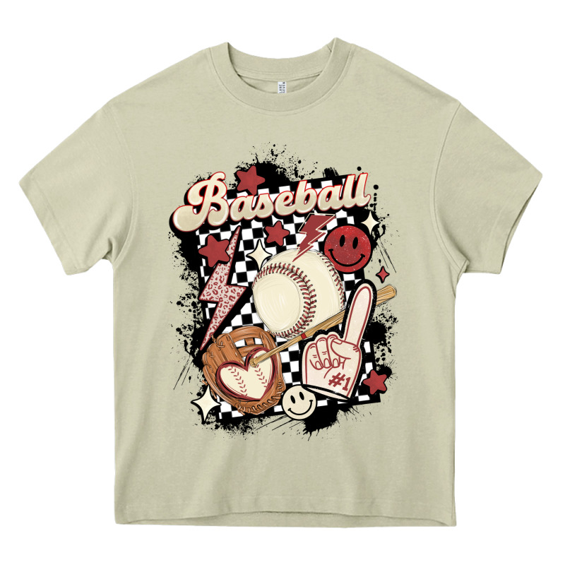 Checkered Retro Baseball Heavy Core Tee by MaliasSmallBusiness | Teevron