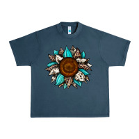 Midnight Navy sunflower cowhide Urban Heavy Tee - JahusDesignShop