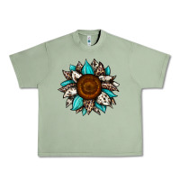 Oil Green sunflower cowhide Urban Heavy Tee - JahusDesignShop