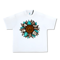 White sunflower cowhide Urban Heavy Tee - JahusDesignShop