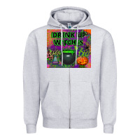 Heather Grey drink up witches tumbler Zipper Hoodie - BundleAndBundleShop