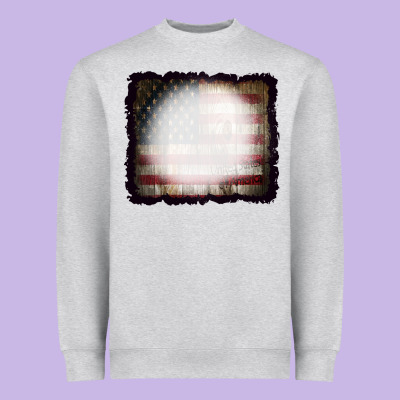 America Wood Flag With Bbeach Effect Heavyweight Sweatshirt Designed By Cowcowdesign