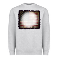 Heather Grey America Wood Flag with bBeach Effect Heavyweight Sweatshirt - CowCowDesign