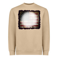 Mushroom America Wood Flag with bBeach Effect Heavyweight Sweatshirt - CowCowDesign