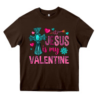Chocolate Brown jesus is my valentine Heavy Core Tee - NancyCooperArtShop
