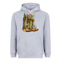 Heather Grey Christmas Boots Heavyweight Hoodie - CowhideDigitalArt