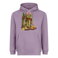 Lavender Christmas Boots Heavyweight Hoodie - CowhideDigitalArt