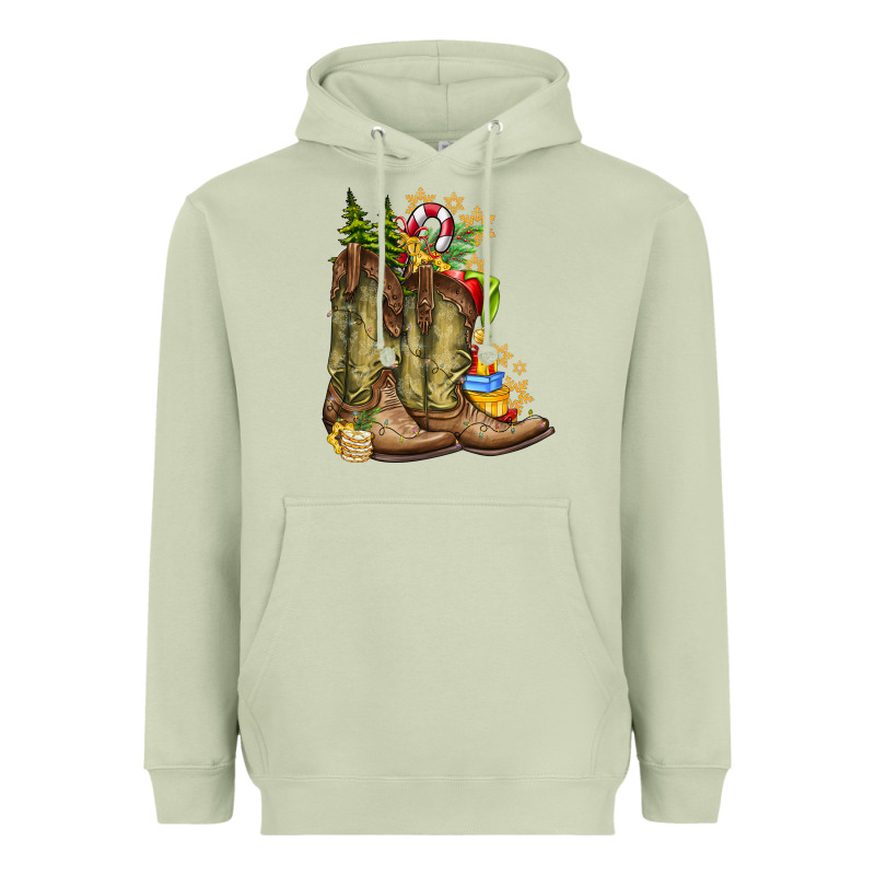 Christmas Boots Heavyweight Hoodie by CowhideDigitalArt | Teevron