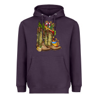 Plum Christmas Boots Heavyweight Hoodie - CowhideDigitalArt