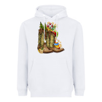 White Christmas Boots Heavyweight Hoodie - CowhideDigitalArt