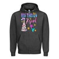Charcoal Heather birthday girl 7 Zipper Hoodie - BundleAndBundleShop