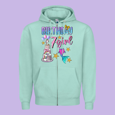 Birthday Girl 7 Zipper Hoodie Designed By Bundleandbundleshop