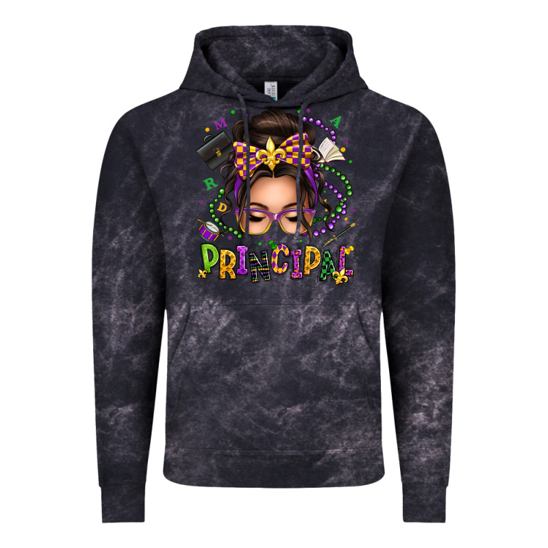 Mardi Gras Principal Caucasian Messy Bun Vintage Hoodie by texasbilliewilder | Teevron
