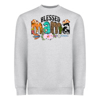 Heather Grey Blessed Mama Heavyweight Sweatshirt - CowCowDesign