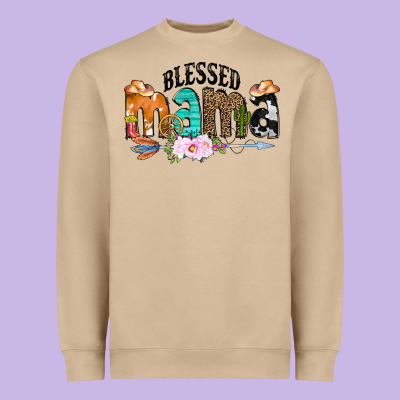 Blessed Mama Heavyweight Sweatshirt Designed By Cowcowdesign